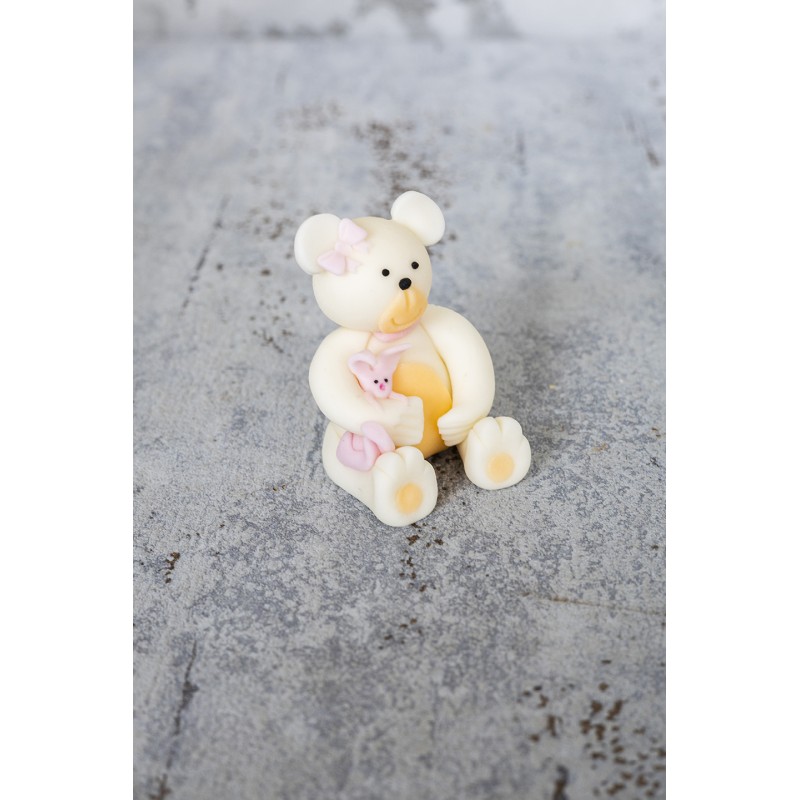 Biały miś z różowym króliczkiem